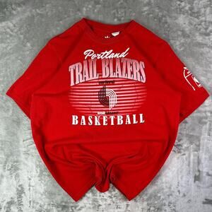 Vintage Style Adidas Portland Trail Blazers NBA T-Shirt Red Size Large